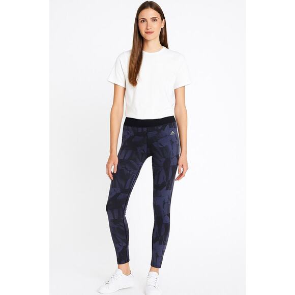 Adidas Black and Blue Drop Cloth Pattern Leggings sz Small - Picture 5 of 5